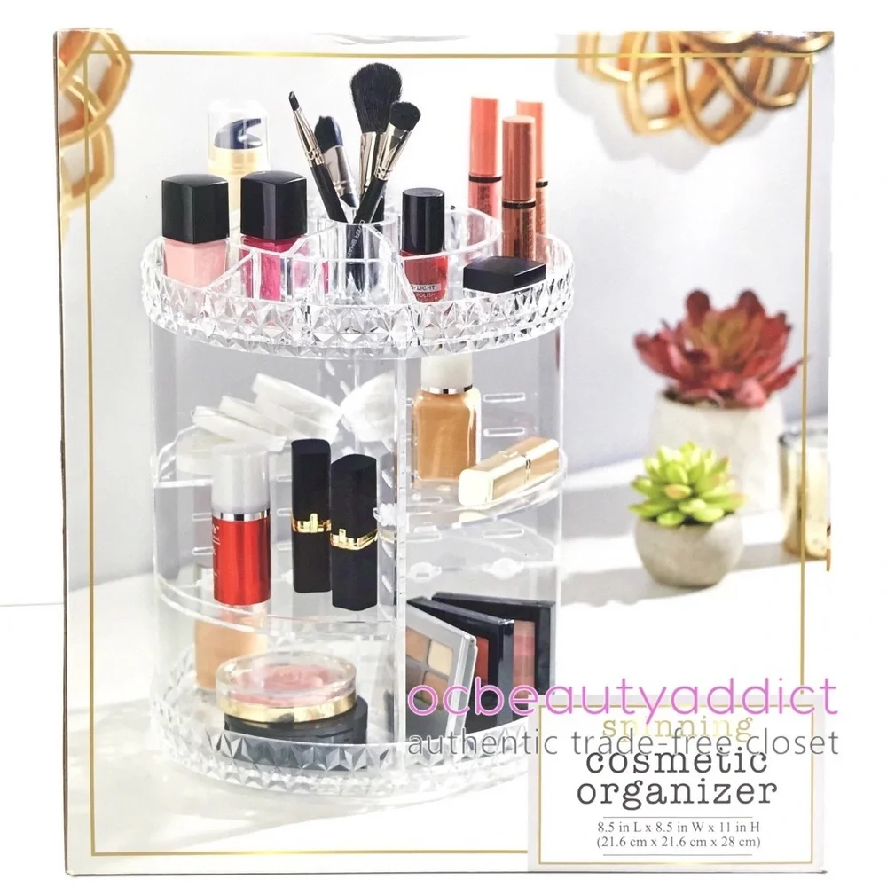 Clear Adjustable Shelf Spinning Cosmetic Organizer